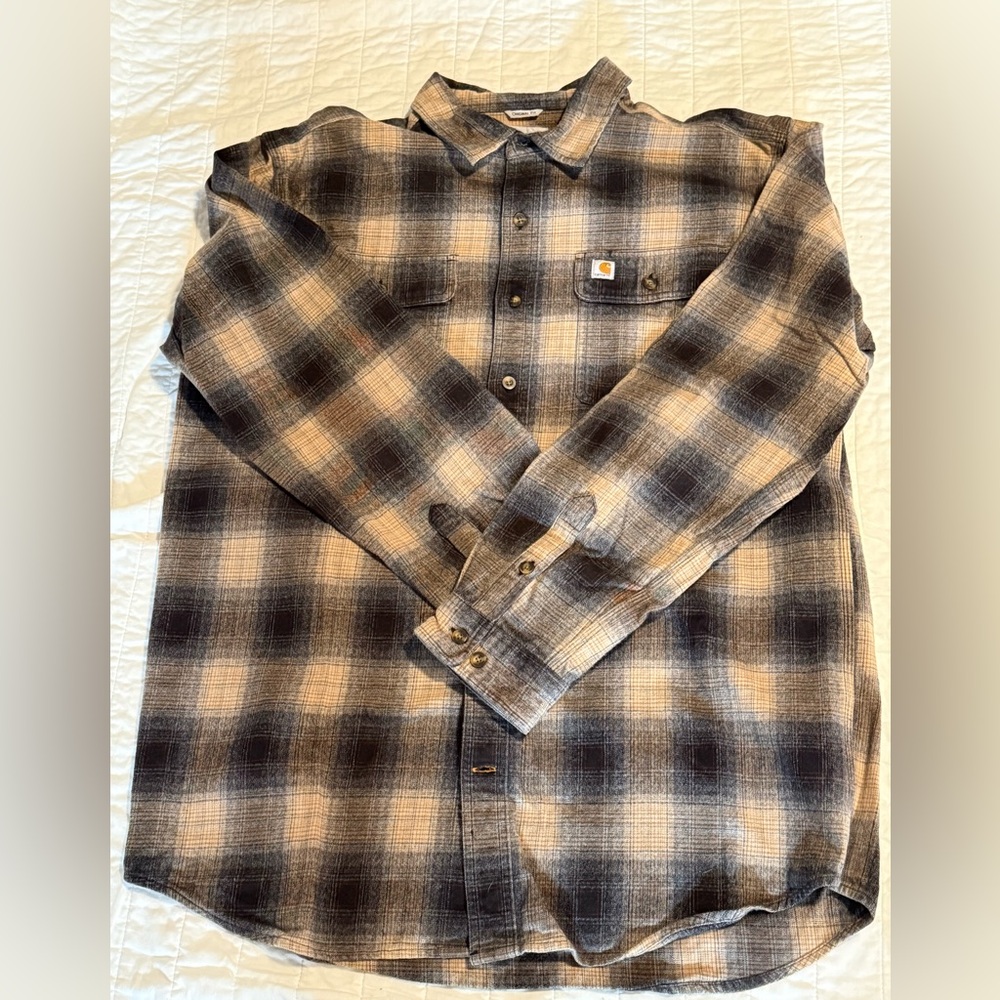 Carhartt Checkered Flannel Shirt in Black and Cream